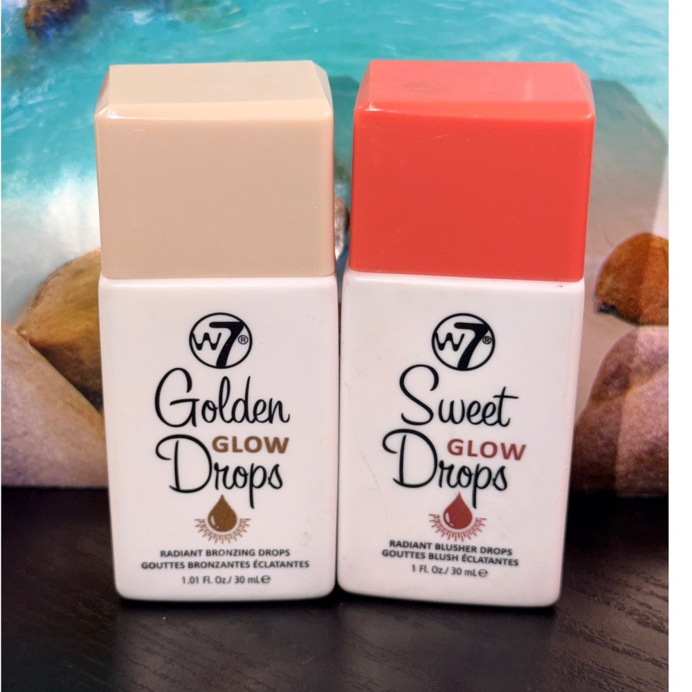 W7 Golden Glow Bronzing Drops and Sweet Glow Blusher Drops Set 30ml Each